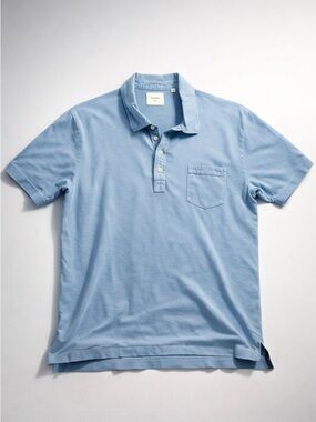 Billy Reid Sky Blue Short-Sleeve Polo with Chest Pocket
